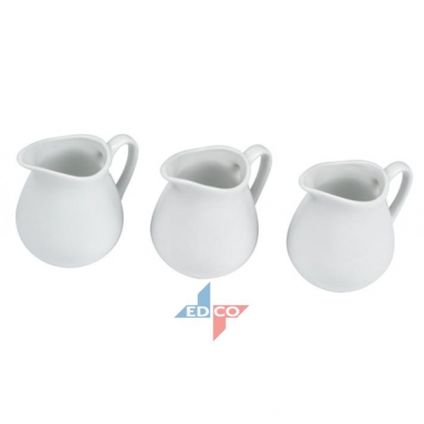 Set Of 3 White Porcelain Milk Jug Cream Sauce Gravy Serving Jug