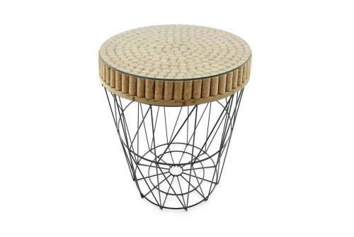 Cork Top Table With Metal Wire Stand Home Decoration
