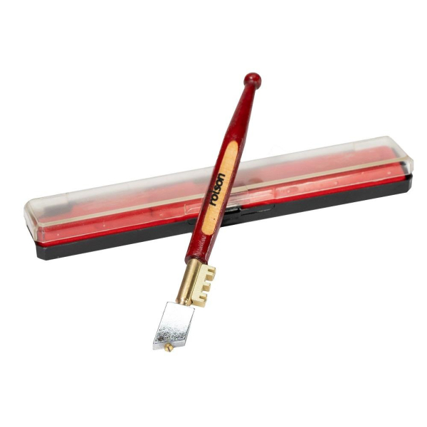 Glass Cutter Diamond Tip for 3 to 10mm Glass with Wooden Handle and Storage Case