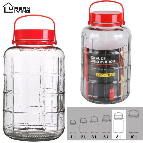 8L Glass Jar Food Preserve Seal-able Airtight Container With Red plastic lid Kitchen Storage Utensils Outdoors Square Thick Tin Canister