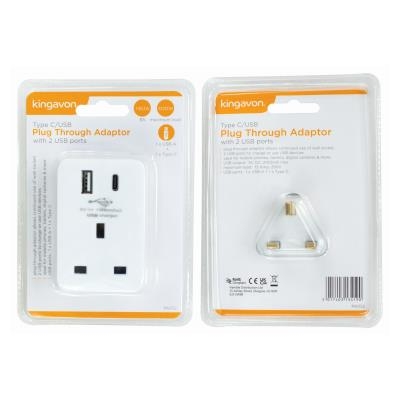 Type C/USB Plug Through Adaptor With 2 USB Ports