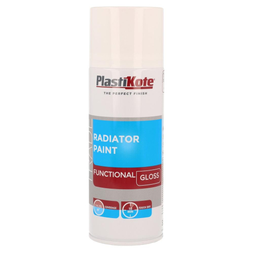 Gloss White Radiator Paint 400ml Heat Resistant Fast Dry Indoor Use Easy Apply