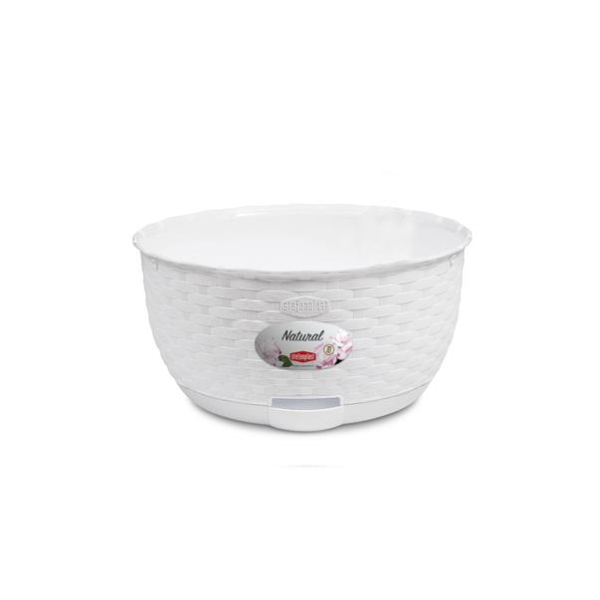 Natural Bowl Planter 30cm White Plastic Indoor Outdoor