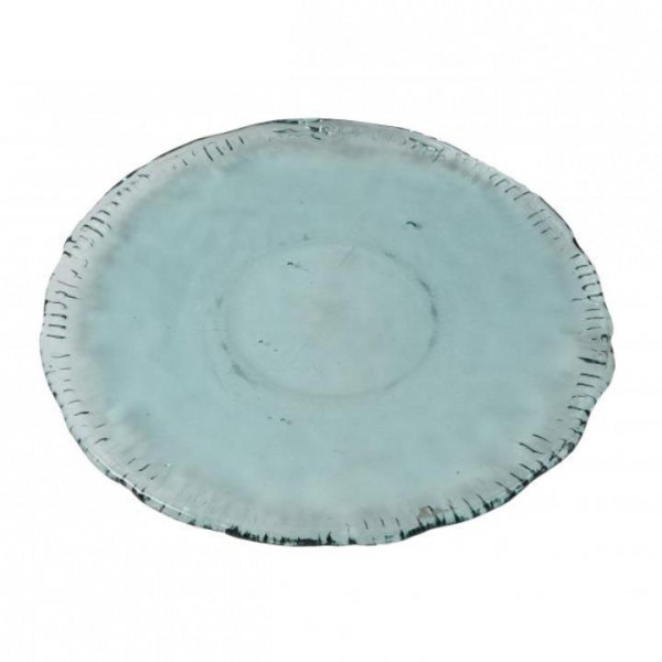 Glass Serving Plate Round In Recycled Glass D38.5cm