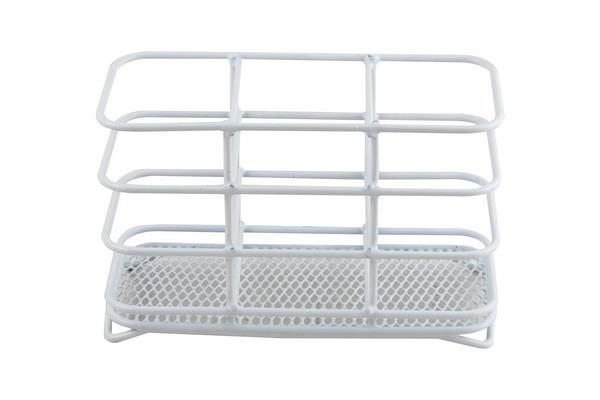 Cutlery Drainer Basket White 3 Compartment Steel Kitchen Sink Utensil Holder