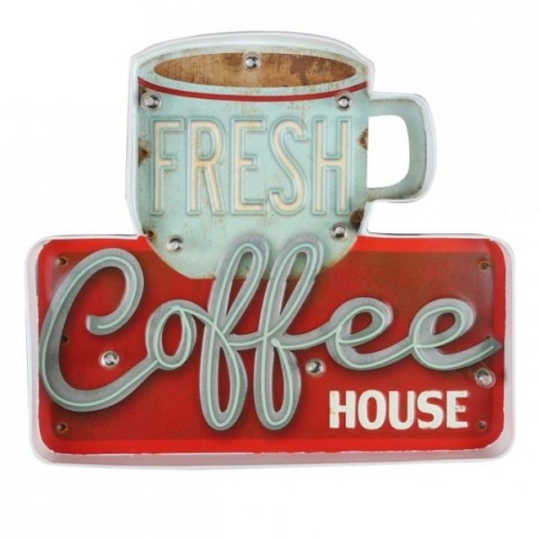 METAL WALL DECORATION FRESH COFFEE LED 36XH30CM