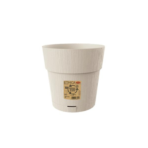 Ethica Plastic Pot 19cm Chalk White Self Watering Recycled Outdoor Planter
