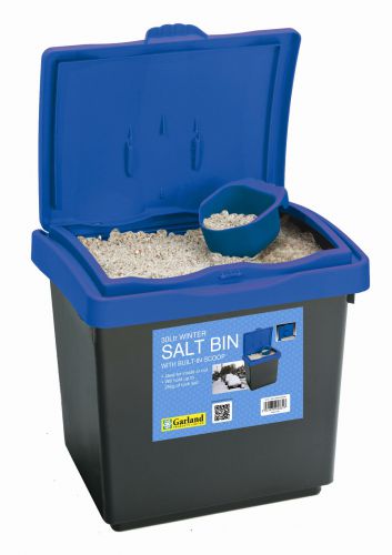 30L Winter Salt Bin Blue Lid for Storage made from Plastic with Scoop