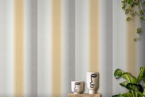 Crown Kirby Stripe Mustard Wallpaper