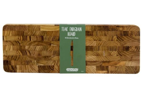 Teak Endgrain Cutting Board Durable Knife Friendly Wood Surface 45cm x 16cm