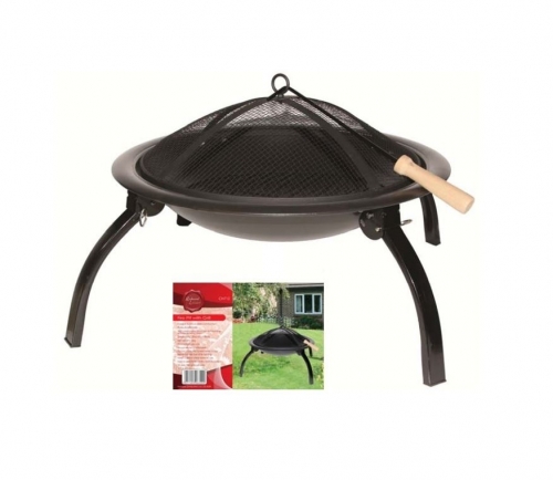 Fire Pit With Grill Garden Black Outdoor Camping Portable With Cover