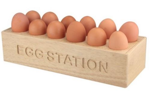 Natural Hevea Wood 12 Egg Storage Holder Tray Station Kitchen Home