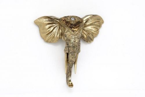 31Cm Wall Mounted Decorated African Elephant Head Golden