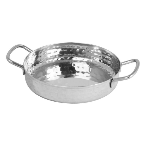Mini Deep Pan 15cm Hammered Stainless Steel with Handles for Small Meals
