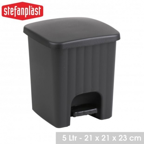 Square Bathroom Kitchen Pedal Bin 5L Black