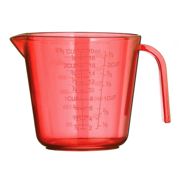 600ml Red Measuring Jug Plastic Compact Kitchen Tool for Cooking and Baking