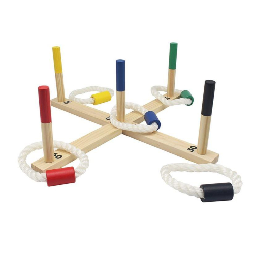 Garden Games Ring Toss Wooden Set Colorful Posts Improve Hand-Eye Coordination