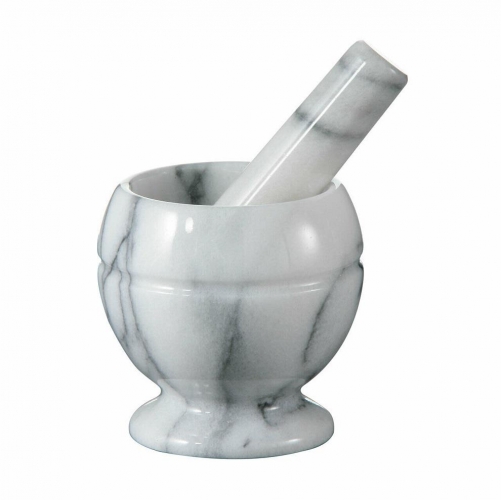 White Marble Mortar and Pestle Hand Crusher
