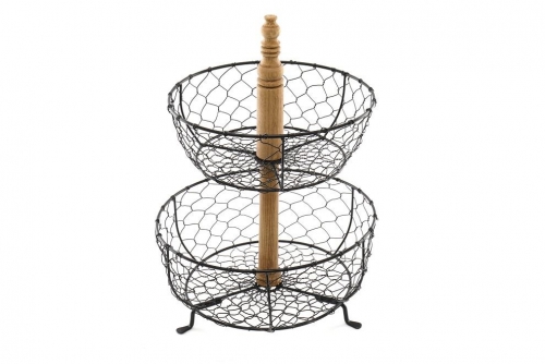 Metal 2 Tier Standing Wire Storage Basket