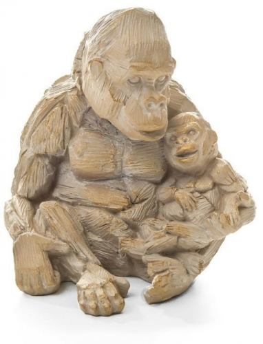 Gorilla and Baby Driftwood Effect Resin Animal Ornament