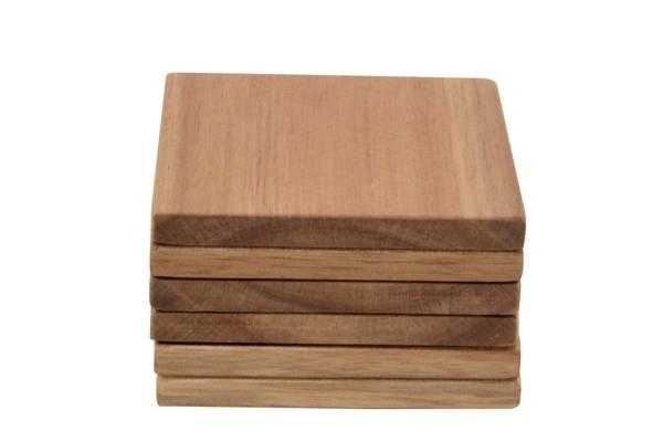 Acacia Wood Coaster 10cm Square Set of 6