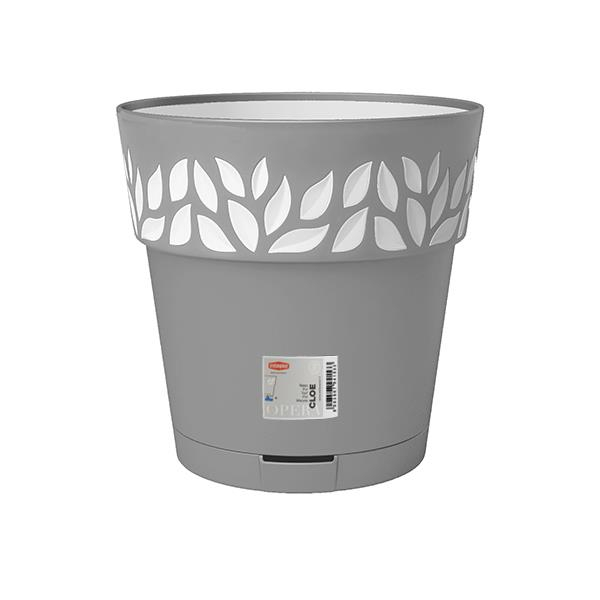 Cloe Pot 30cm Self Watering Stone Grey White Stylish Outdoor Planter Garden Pot