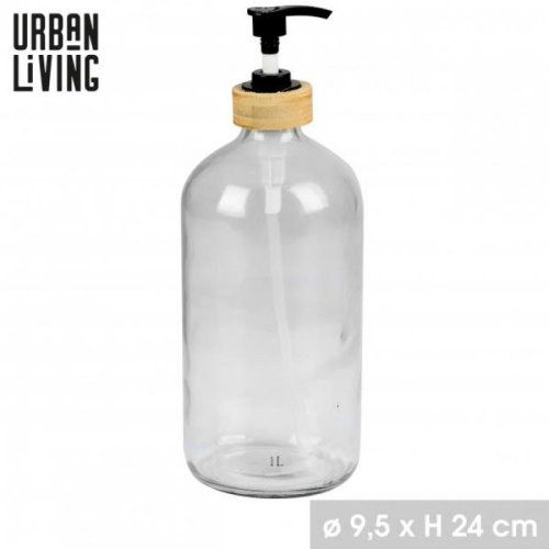Glass Soap Dispenser 1L Eco Friendly Bamboo Pump Modern Design Durable