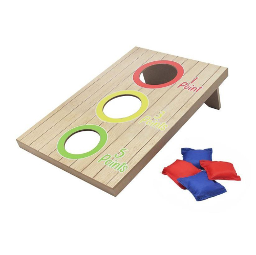 Garden Games Bean Bag Toss Wooden Board 3 Target Holes Outdoor Backyard Fun