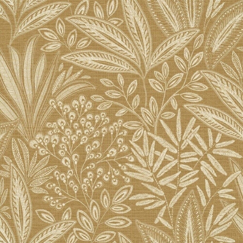 Crown Sahara Leaf Ochre Wallpaper 52cm x10.05m