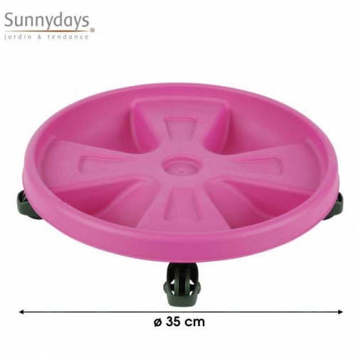 Large Round Plant Pot Trolley Plant Pot Holder on Wheels Pink
