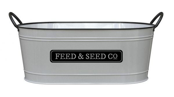 Panacea White Enamel Milkhouse Feed Seed Oval Planter