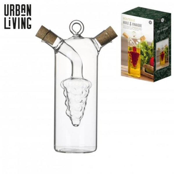 Glass Oil and Vinegar Dispenser 2in1 Elegant Design with Cork Stopper 200ml 70ml