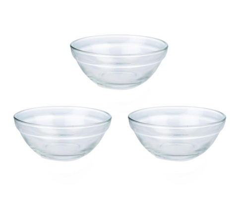Alpina 3 Piece Glass Bowl Set Clear 9cm Multipurpose Kitchen Serving Prep