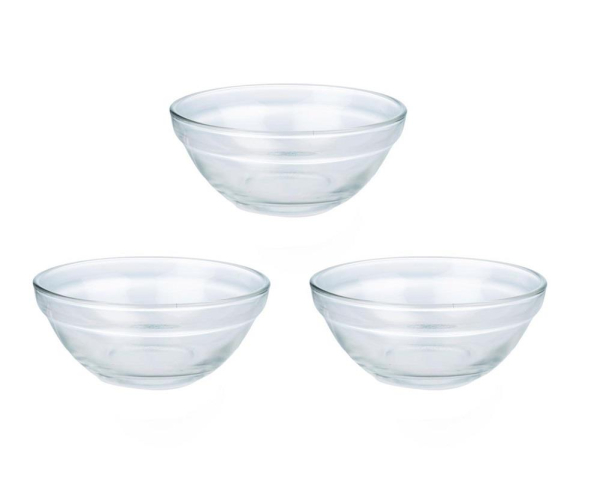 Alpina 3 Piece Glass Bowl Set Clear 9cm Multipurpose Kitchen Serving Prep