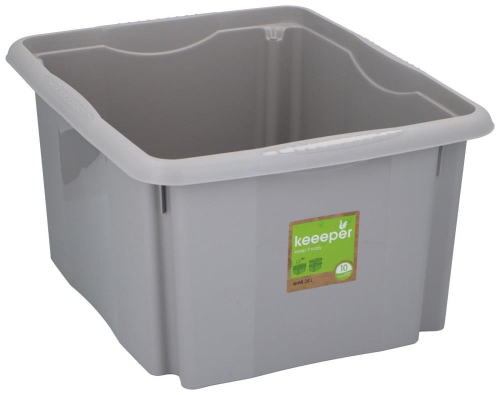 Storage Box 25L Grey Plastic Durable Medium Size Indoor Home Office Organizer