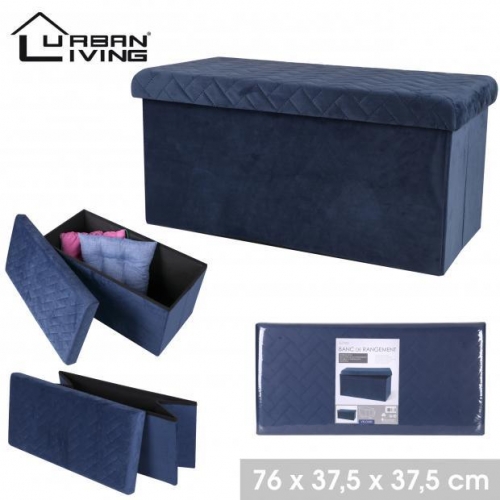 Foldable Storage Bench Velvet Blue