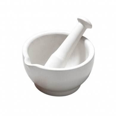 White Stoneware Mortar and Pestle