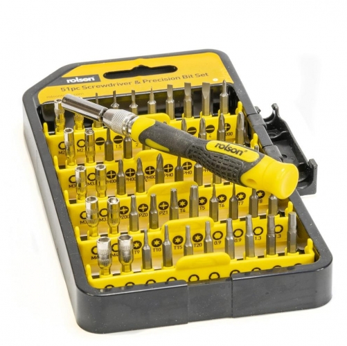 51Pc Precision Screwdriver and Bit Set Rolson