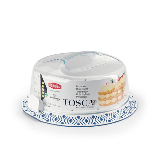 Tosca Cake Carrier with Cover Blue & White 37x16 cm