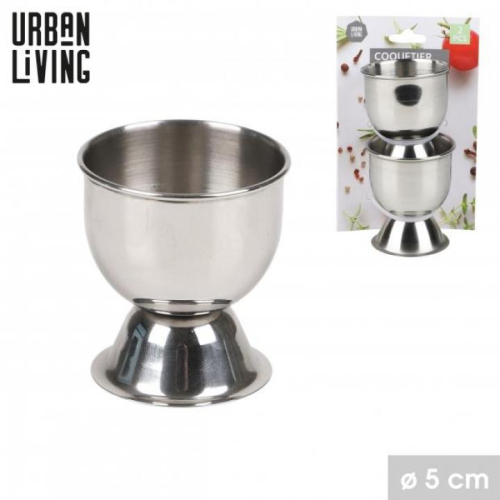 Set of 2 Stainless Steel Eggcups Durable Modern Design Breakfast Tableware