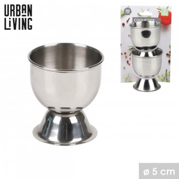 Set of 2 Stainless Steel Eggcups Durable Modern Design Breakfast Tableware