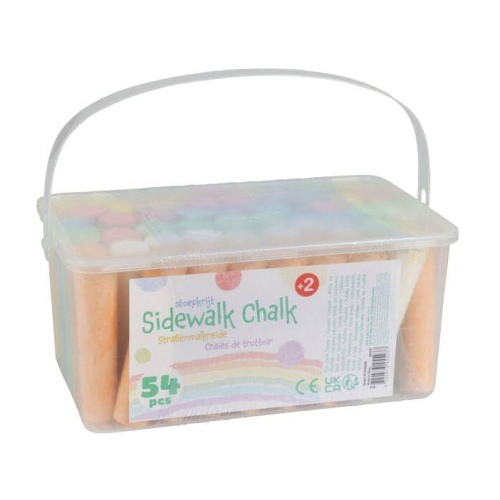 Jumbo Sidewalk Chalk Set 54 Piece Kids Outdoor Play Includes Bucket Easy Storage