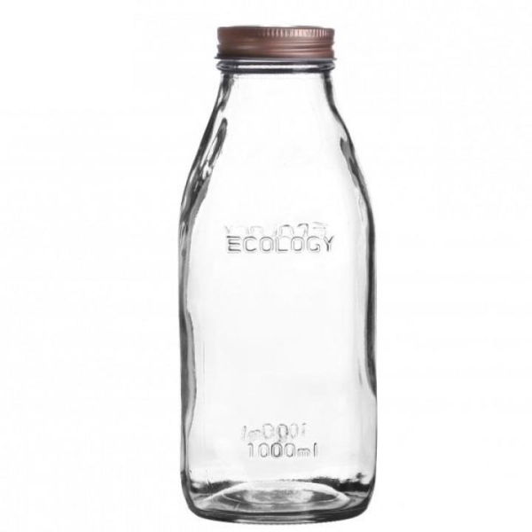 Gold Pink - Glass Bottle W/Copper Lid 1L