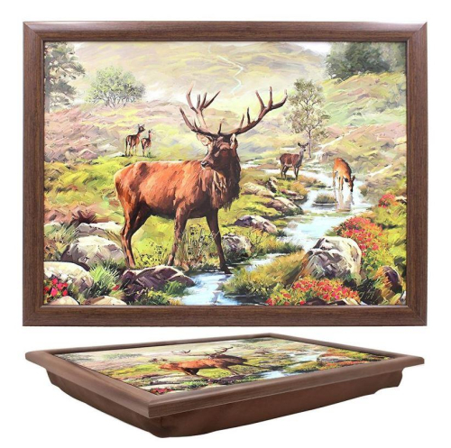 Stag Lap Tray Cushioned Base 44x34cm Rustic Style for Laptop Dining Reading