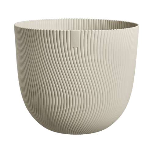 Sereh Round 40cm Mushroom Beige Planter Frost Resistant Drainage Indoor Outdoor