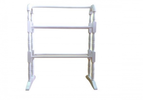 White Rubber Wooden Towel Rail 63x30x78cm Floor Standing Bathroom Rail