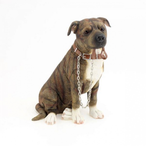 Walkies Staff Brown Sitting Staffordshire Bull Terrier Ornament