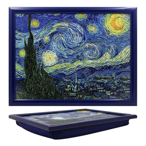 Van Gogh Laptray Starry Night Design Multi Color Comfort Use Couch or Bed 44cm