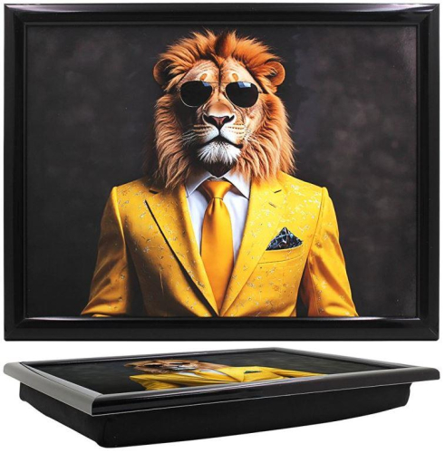 Lion Bling Laptray Padded Cushion Wood Tray for Sofa Bed Eating Work Laptop