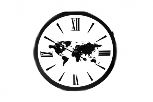 45cm Round Wall Clock With World Design Home Office Decoration